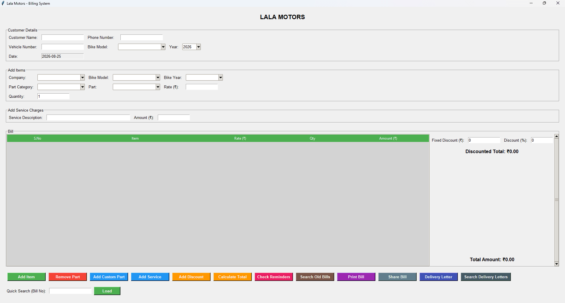 Lala Motors ERP & Billing System
